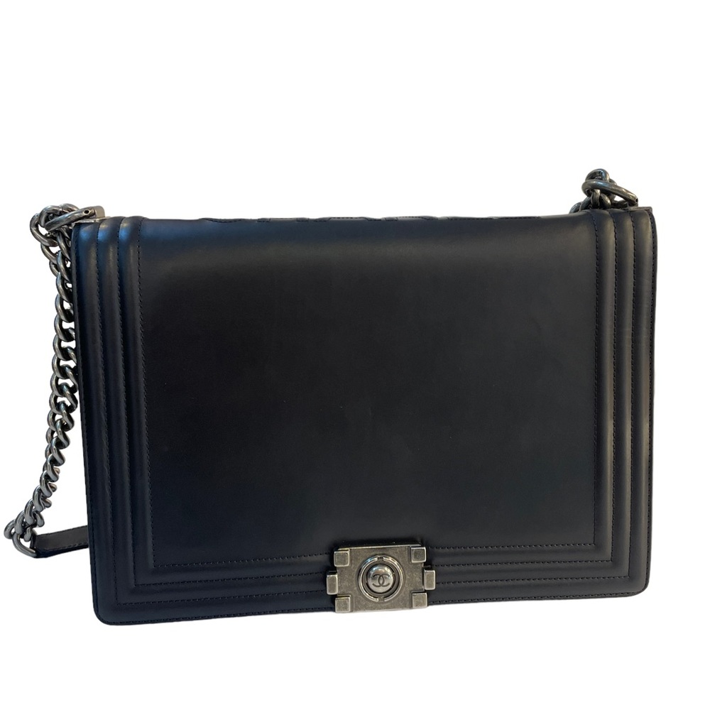 CHANEL- Glazed Calfskin Large Boy Bag